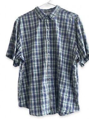 VTG Classic Blues Wrangler Men's Plaid Short Sleeve Button Down Shirt XL